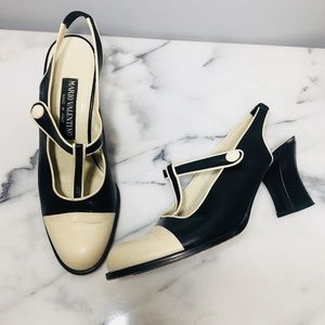 🖤 Valentino Vintage Leather T -Strap Sling Heels